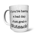 "Just grab a Nutsack" Cup - White - Nutsack Nuts