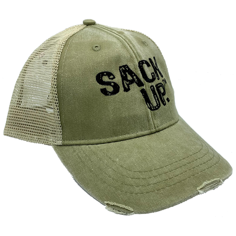 Light Green Denim SACKUP Snapback Hat - Nutsack Nuts